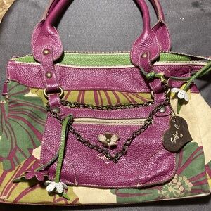 Sofia C purple flowered satchel made in Italy